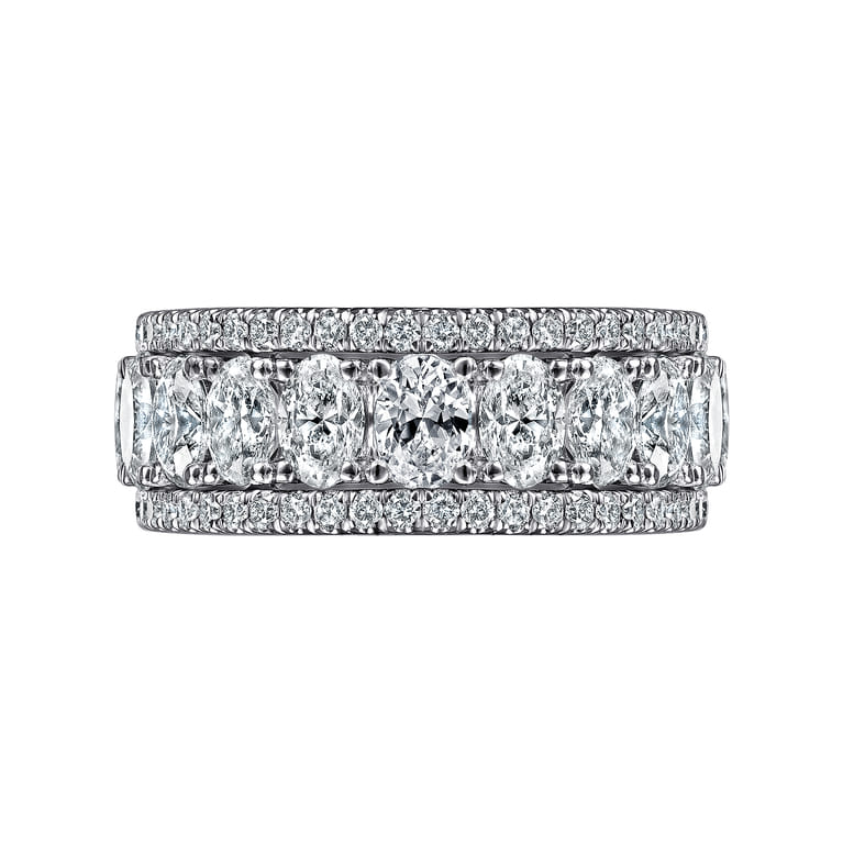 Fancy Wedding Ring in 14k White Gold with Oval Natural Diamond at Gabriel & Co. - Shot 6