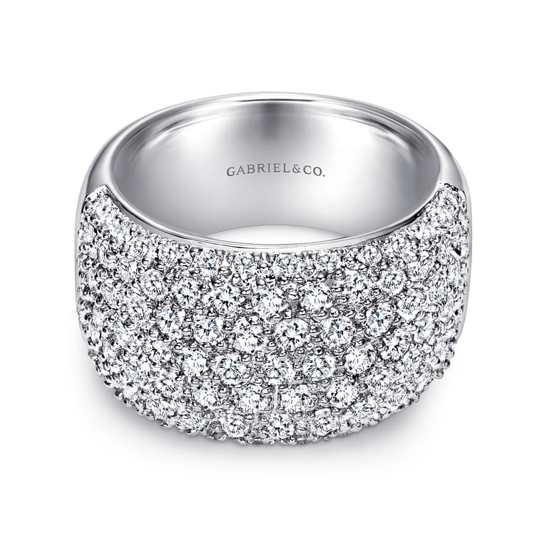 Fancy Wedding Ring in 14k White Gold with Round Natural Diamond at Gabriel & Co. - Shot 1