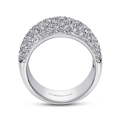 Wide 14K White Gold Pave Diamond Anniversary Band