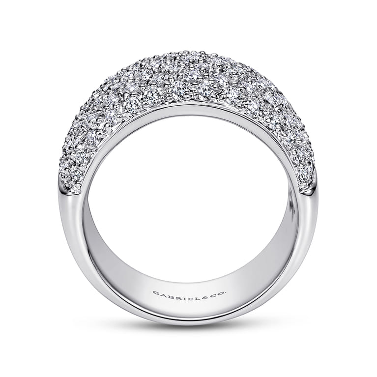 Fancy Wedding Ring in 14k White Gold with Round Natural Diamond at Gabriel & Co. - Shot 2