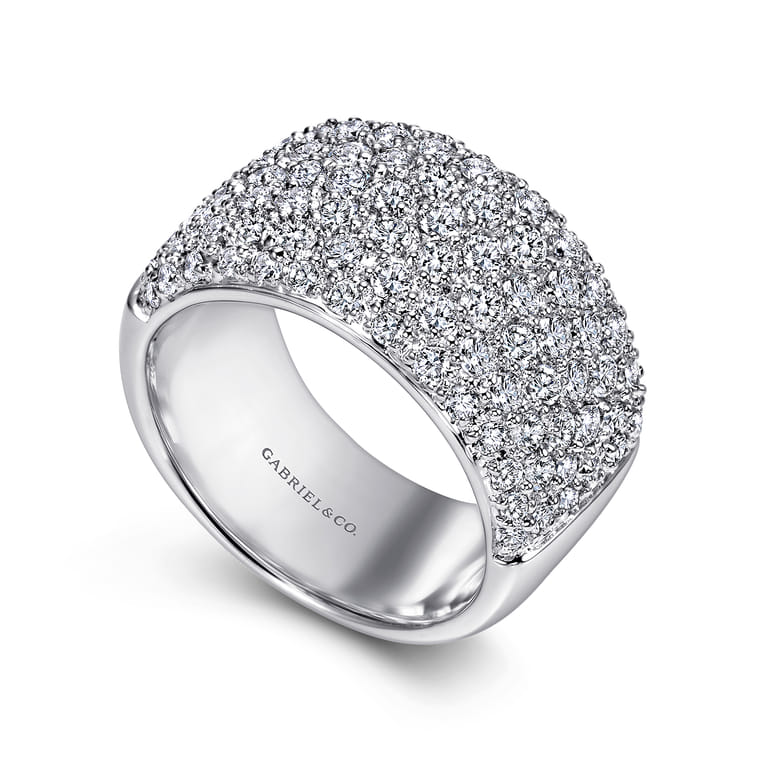 Fancy Wedding Ring in 14k White Gold with Round Natural Diamond at Gabriel & Co. - Shot 3