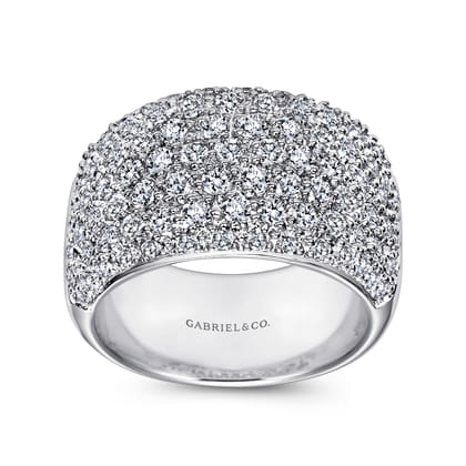 Wide 14K White Gold Pave Diamond Anniversary Band