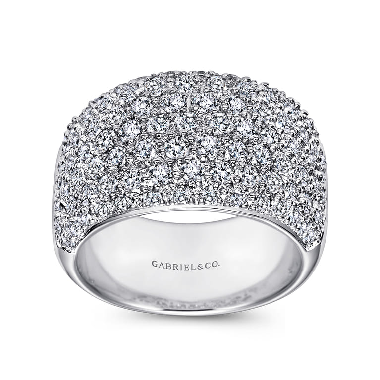 Fancy Wedding Ring in 14k White Gold with Round Natural Diamond at Gabriel & Co. - Shot 4