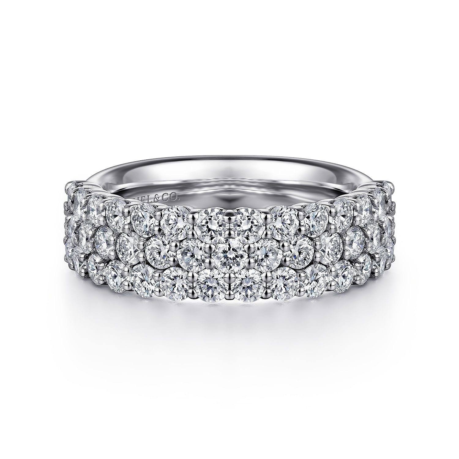 Wide 14K White Gold Pave Diamond Anniversary Band