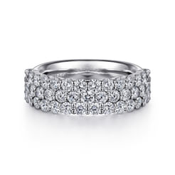 Wide 14K White Gold Pavé Diamond Anniversary Band