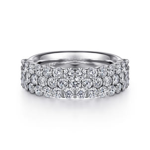 Wide 14K White Gold Pave Diamond Anniversary Band