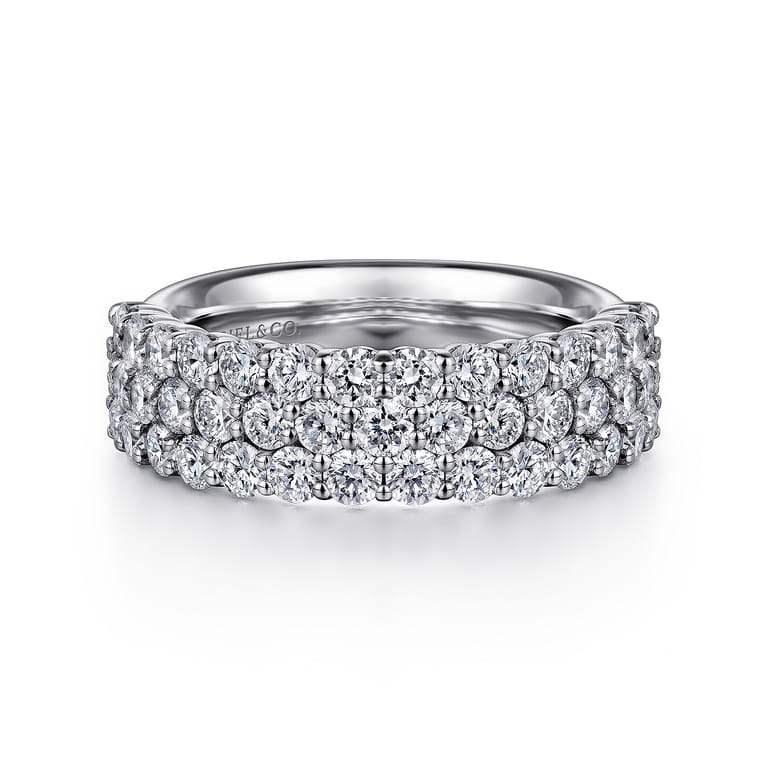 Fancy Wedding Ring in 14k White Gold with Round Natural Diamond at Gabriel & Co. - Shot 1