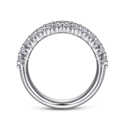 Wide 14K White Gold Pave Diamond Anniversary Band