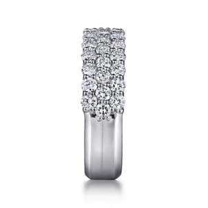 Wide 14K White Gold Pave Diamond Anniversary Band