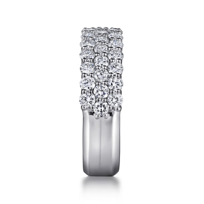 Wide 14K White Gold Pave Diamond Anniversary Band