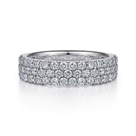 Wide 14K White Gold Prong Set Diamond Anniversary Band