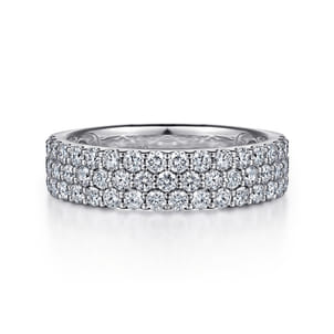 Wide 14K White Gold Prong Set Diamond Anniversary Band