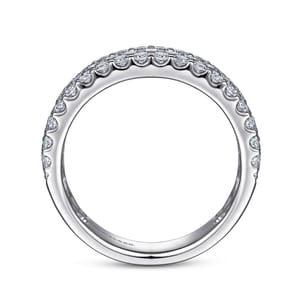 Wide 14K White Gold Prong Set Diamond Anniversary Band