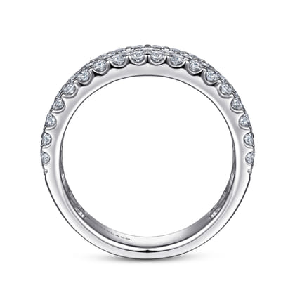 Wide 14K White Gold Prong Set Diamond Anniversary Band