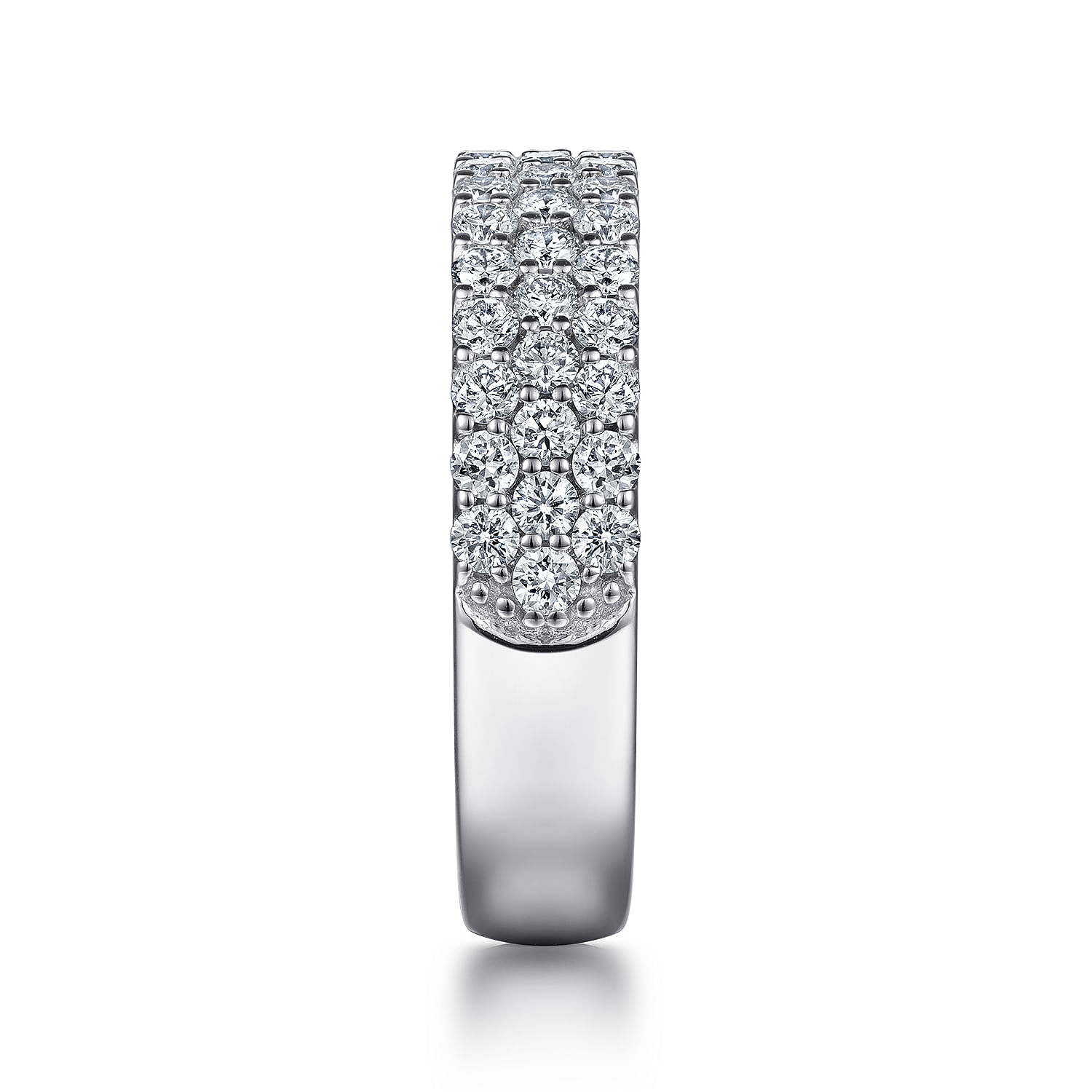 Wide 14K White Gold Prong Set Diamond Anniversary Band