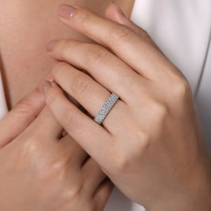 Wide 14K White Gold Prong Set Diamond Anniversary Band