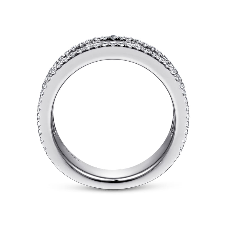 Fancy Wedding Ring in 14k White Gold with Baguette Natural Diamond at Gabriel & Co. - Shot 2