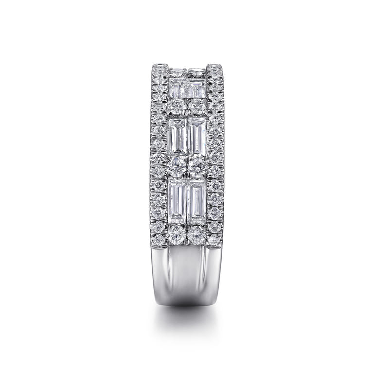 Fancy Wedding Ring in 14k White Gold with Baguette Natural Diamond at Gabriel & Co. - Shot 4