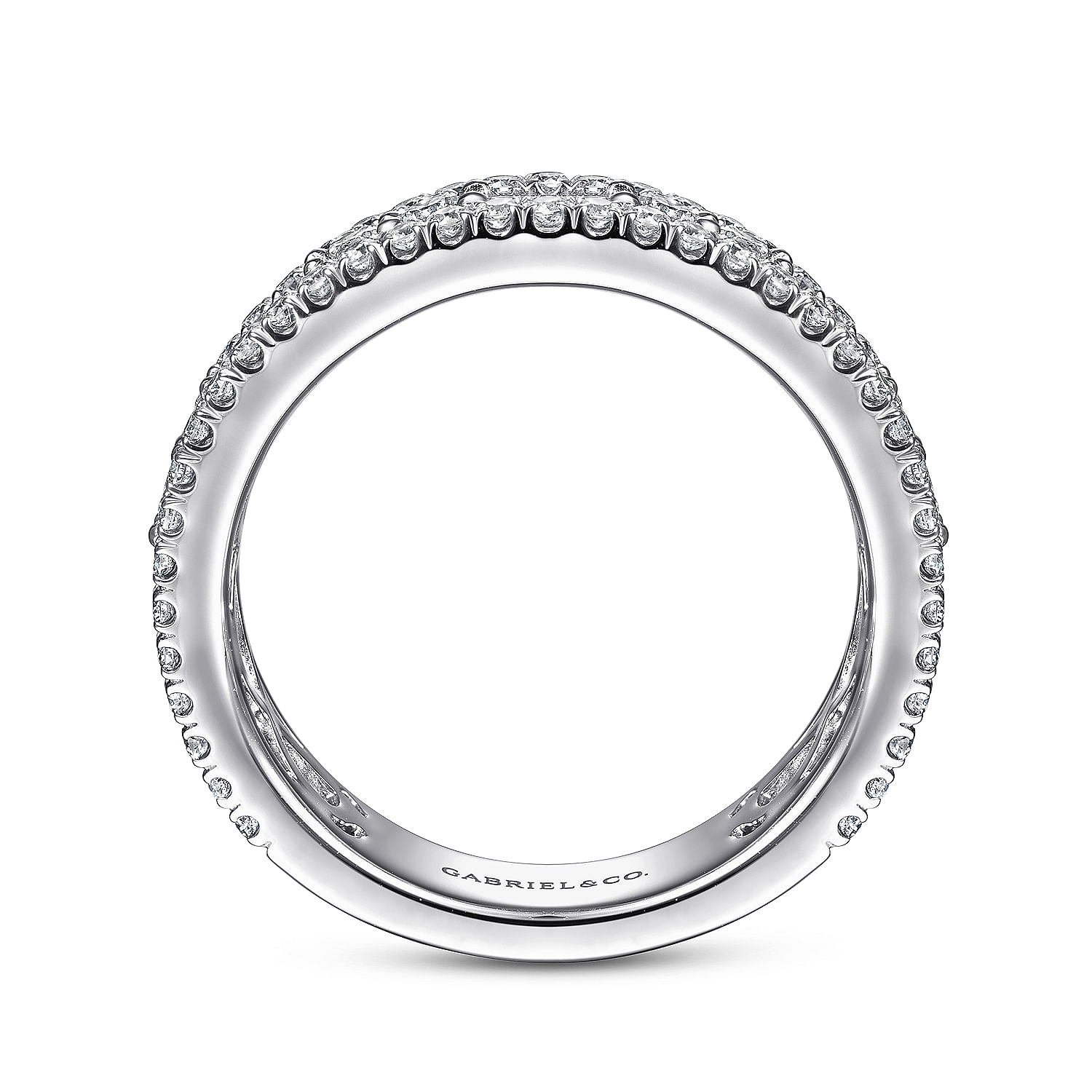 Wide 14K White Gold Round and Baguette Diamond Anniversary Band - 1.15 ct - Shot 2