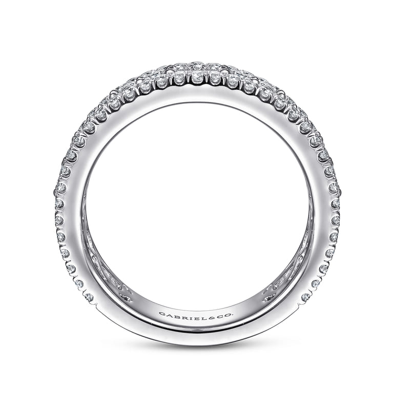 Fancy Wedding Ring in 14k White Gold with Baguette Natural Diamond at Gabriel & Co. - Shot 2