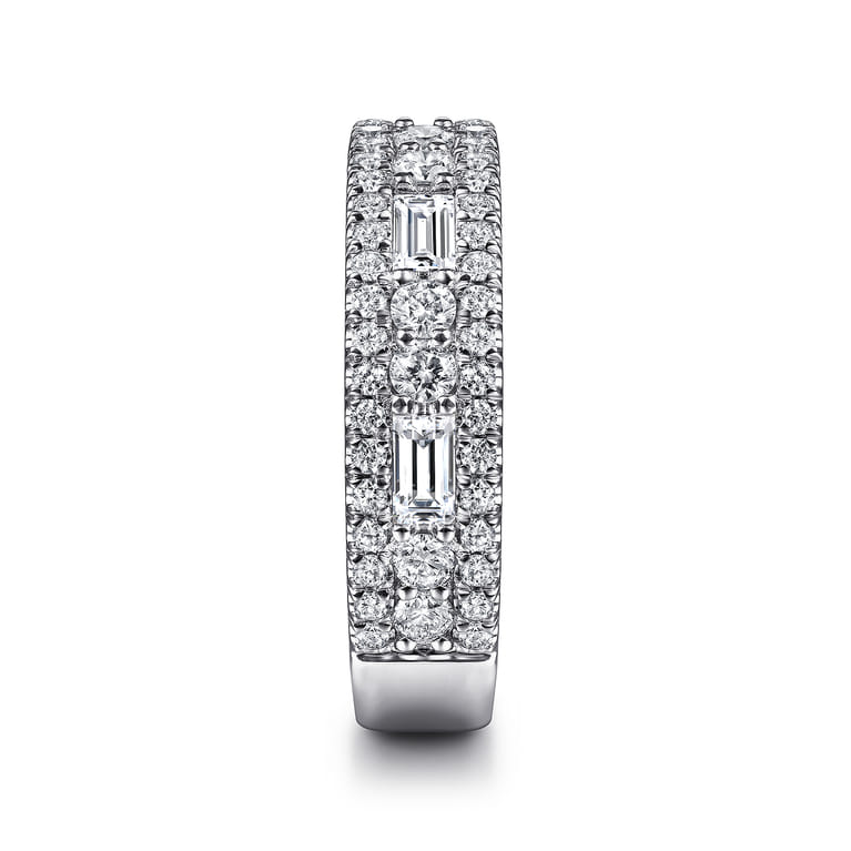 Fancy Wedding Ring in 14k White Gold with Baguette Natural Diamond at Gabriel & Co. - Shot 4