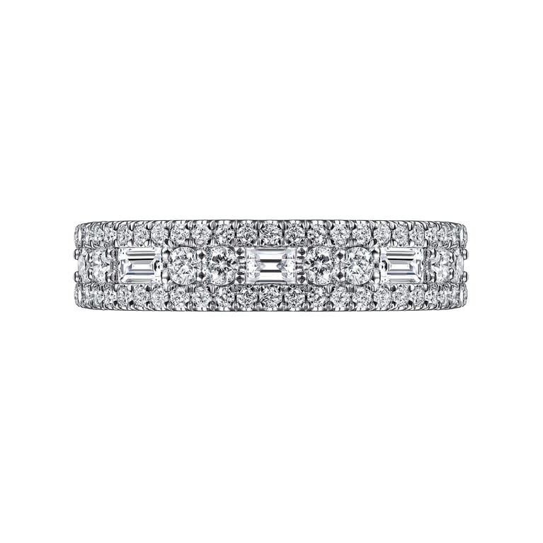Fancy Wedding Ring in 14k White Gold with Baguette Natural Diamond at Gabriel & Co. - Shot 6