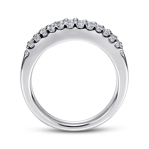 Wide 14K White Gold Round and Baguette Diamond Anniversary Band - Shot 2