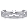 Wide 14K White Gold Round and Baguette Diamond Bangle Bracelet - 2.62 ct
