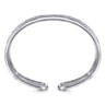 Wide 14K White Gold Round and Baguette Diamond Bangle Bracelet - 2.62 ct