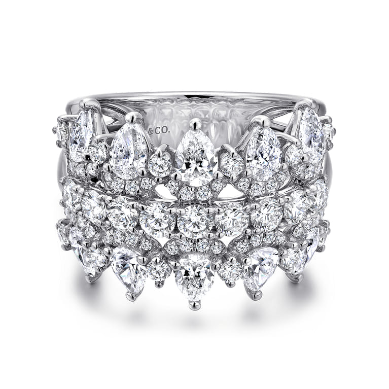 Fancy Wedding Ring in 14k White Gold with Pear Natural Diamond at Gabriel & Co. - Shot 1