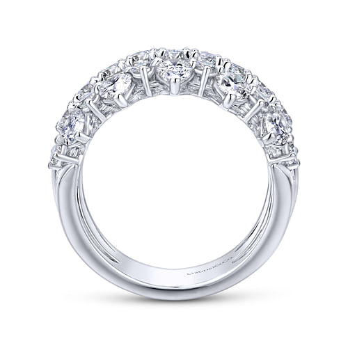 Wide 14K White Gold Round and Pear Shaped Diamond Anniversary Band - 2.65 ct - Shot 2