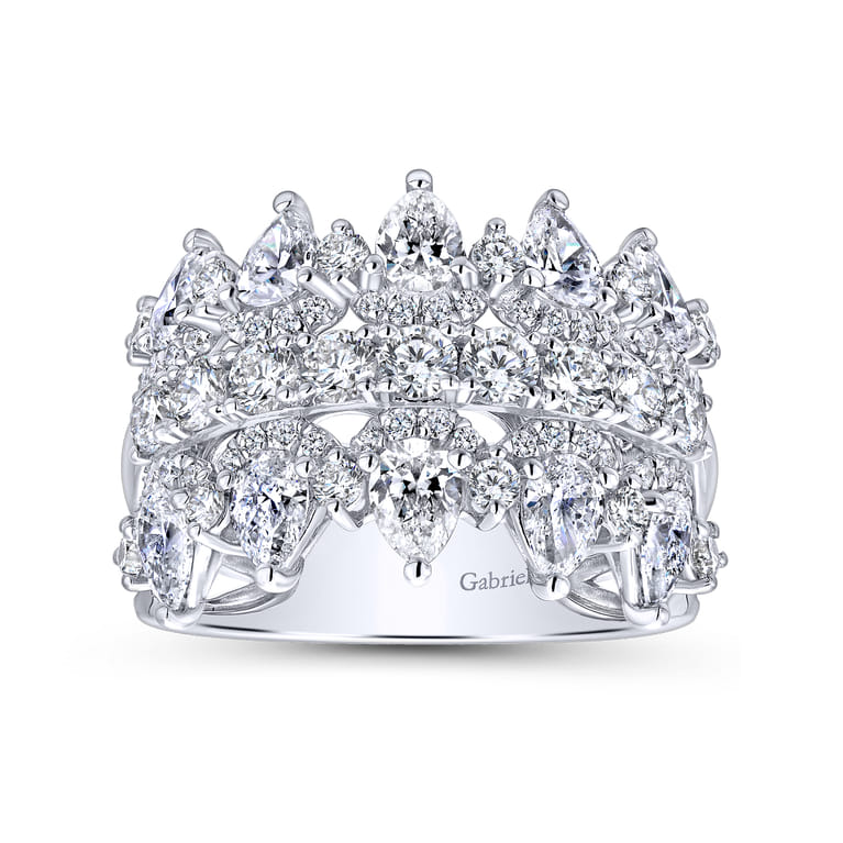 Fancy Wedding Ring in 14k White Gold with Pear Natural Diamond at Gabriel & Co. - Shot 4