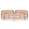 Wide 14K White-Rose Gold Bujukan Cuff Bangle with Diamond Bar Stations - 0.4 ct