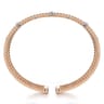 Wide 14K White-Rose Gold Bujukan Cuff Bangle with Diamond Bar Stations - 0.4 ct