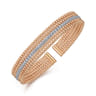 Wide 14K White-Rose Gold Bujukan Diamond Cuff Bangle - 0.65 ct