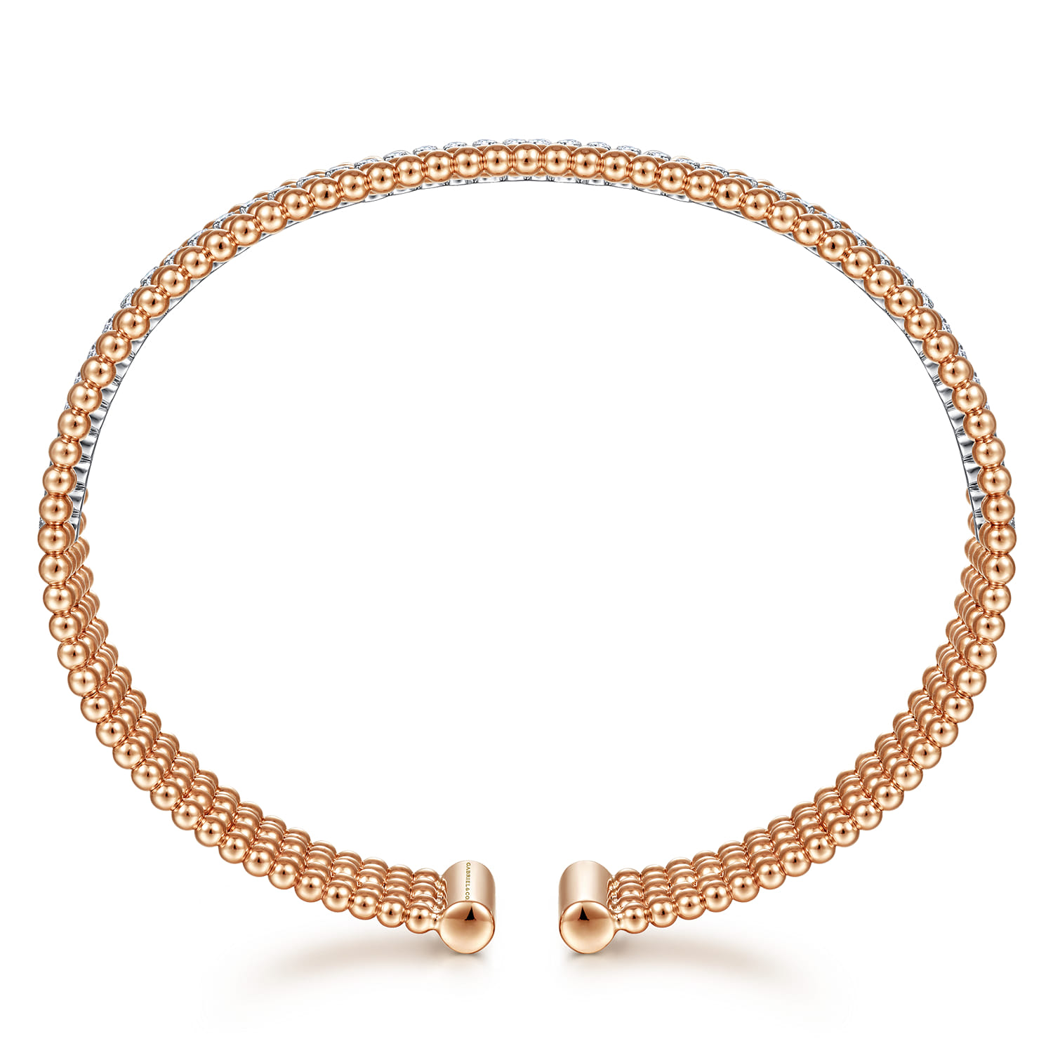 Wide 14K White-Rose Gold Bujukan Diamond Cuff Bangle - 0.65 ct - Shot 3