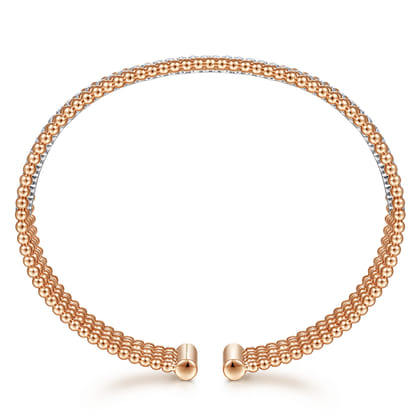 Wide 14K White-Rose Gold Bujukan Diamond Cuff Bangle