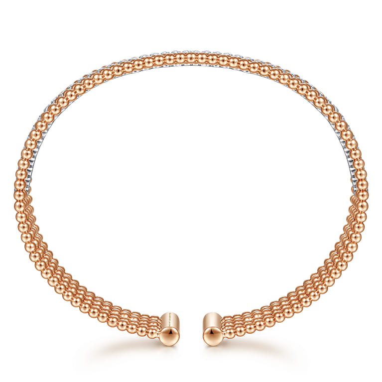 Wide 14K White-Rose Gold Bujukan Diamond Cuff Bangle - 0.65 ct - Shot 3