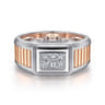 Wide 14K White-Rose Gold Ring with Pave Diamonds in High Polished Finish - 0.35 ct