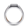 Wide 14K White-Rose Gold Ring with Pave Diamonds in High Polished Finish - 0.35 ct
