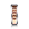 Wide 14K White-Rose Gold Ring with Pave Diamonds in High Polished Finish - 0.35 ct