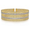 Wide 14K White-Yellow Gold Bujukan Bead Cuff Bracelet with Diamond Channels - 1.28 ct
