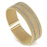 Wide 14K White-Yellow Gold Bujukan Bead Cuff Bracelet with Diamond Channels - 1.28 ct