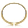 Wide 14K White-Yellow Gold Bujukan Bead Cuff Bracelet with Diamond Channels - 1.28 ct