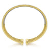 Wide 14K White-Yellow Gold Bujukan Bead Cuff Bracelet with Diamond Channels - 1.3 ct