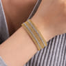 Wide 14K White-Yellow Gold Bujukan Bead Cuff Bracelet with Diamond Channels - 1.3 ct