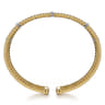Wide 14K White-Yellow Gold Bujukan Cuff Bangle with Diamond Bar Stations - 0.4 ct