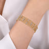 Wide 14K White-Yellow Gold Bujukan Cuff Bangle with Diamond Bar Stations - 0.4 ct