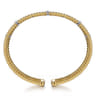 Wide 14K White-Yellow Gold Bujukan Cuff Bangle with Diamond Bar Stations - 0.4 ct