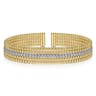 Wide 14K White-Yellow Gold Bujukan Diamond Cuff Bangle - 0.64 ct